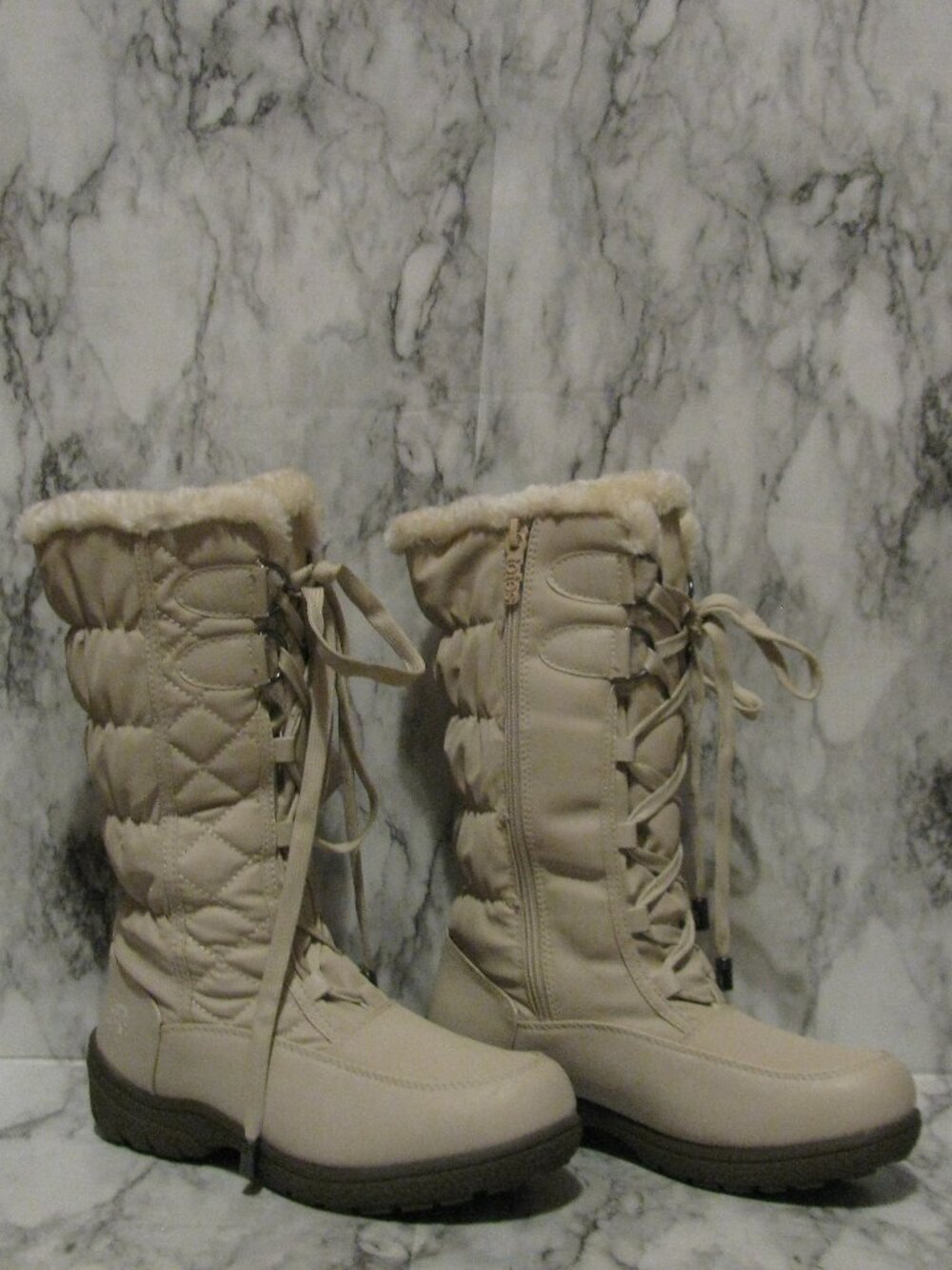 NWT Totes Tracey III Tall Insulated Winter Boots Bone Cream Waterproof